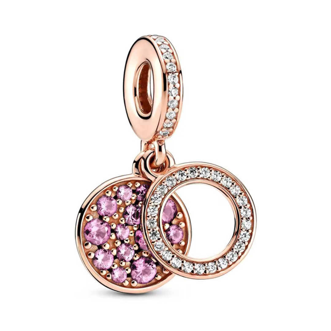 Gül Altın Pembe Halo Sarkan Charm