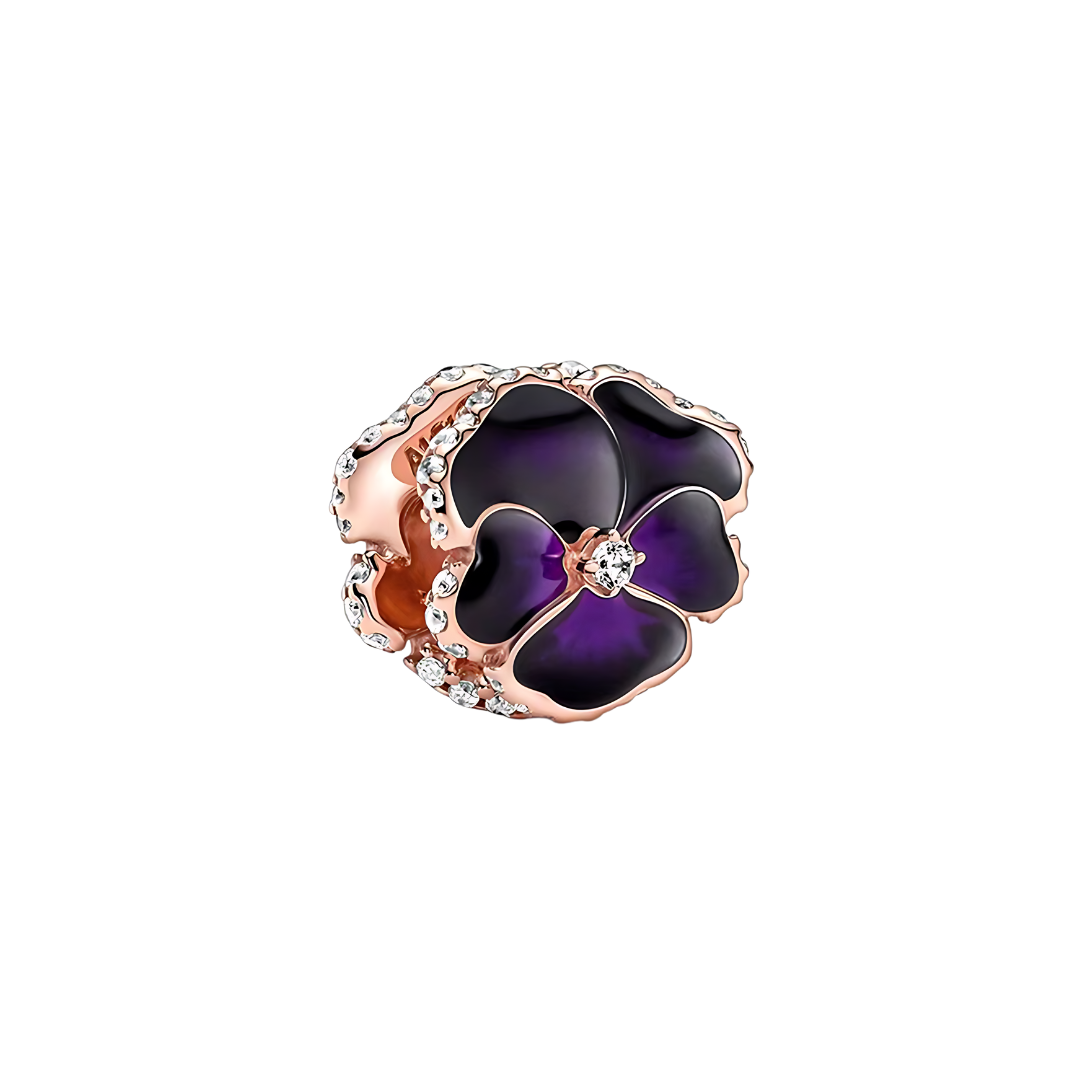 Gül Altın Mor Pansy Charm