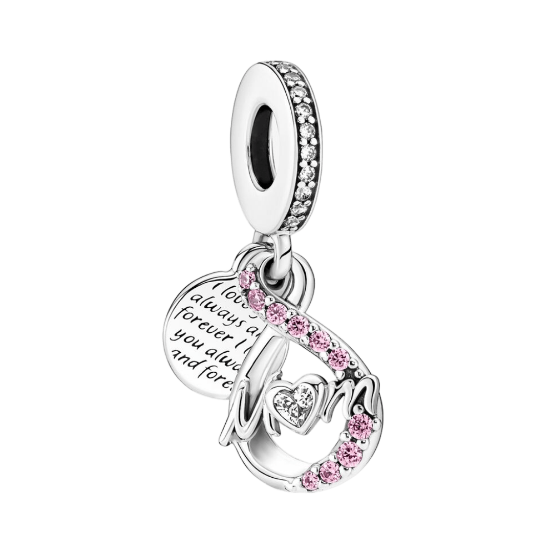 Mum Infinity Pavé Çift Sarkan Charm