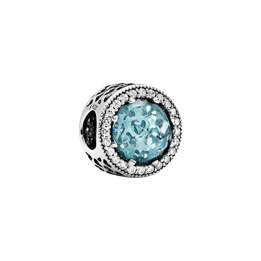 Parıldayan Akuamarin Daire Charm