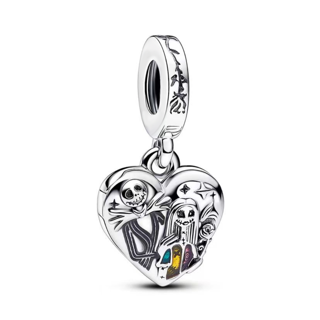 Noel Öncesi Kabus - Jack ve Sally Kalp Şeklinde Açık Kolye Sarkan Charm